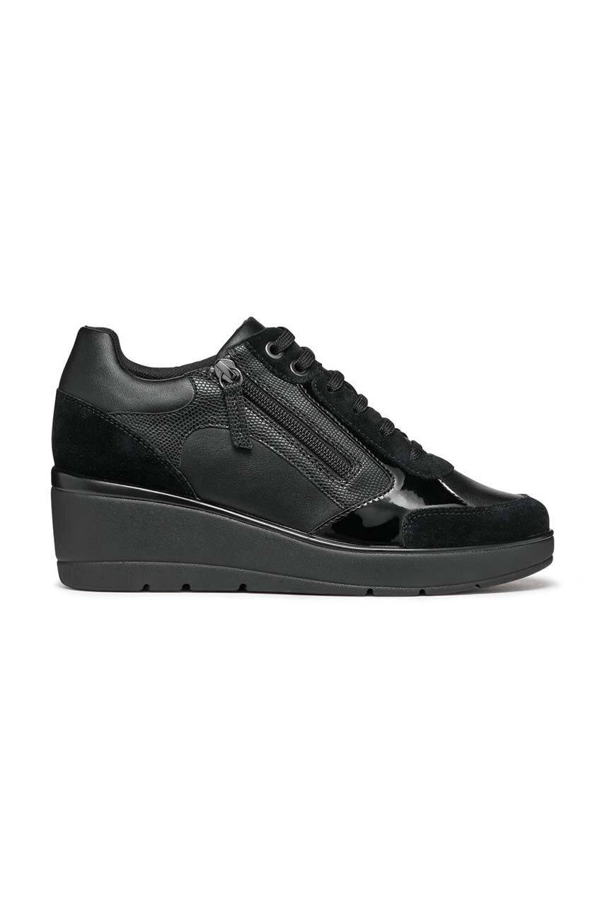 Kožené sneakers boty Geox D ILDE C černá barva, D36RAC 05422 C9999 - černá -  Svršek: Přírodní 