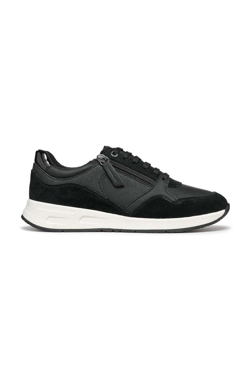 Kožené sneakers boty Geox D BULMYA B černá barva, D36NQB 0EK22 C9999 - černá -  Svršek: Přírodn
