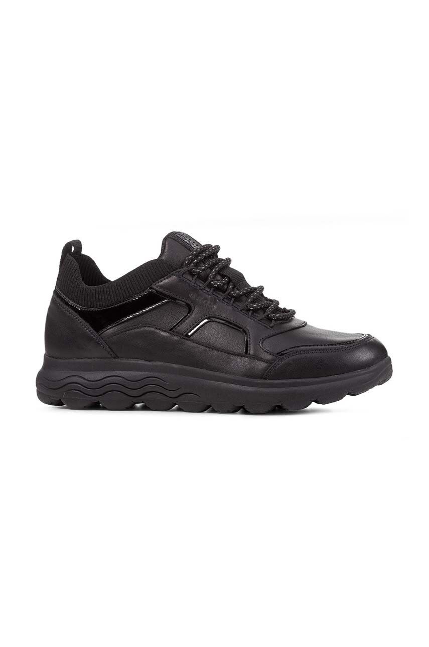 Kožené sneakers boty Geox D SPHERICA C černá barva, D26NUC 0856K C9999 - černá -  Svršek: Příro