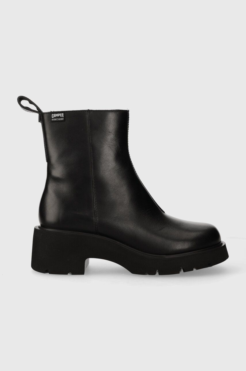 Kožené kotníkové boty Camper Milah dámské, černá barva, na platformě, K400725.001 - černá -  Sv