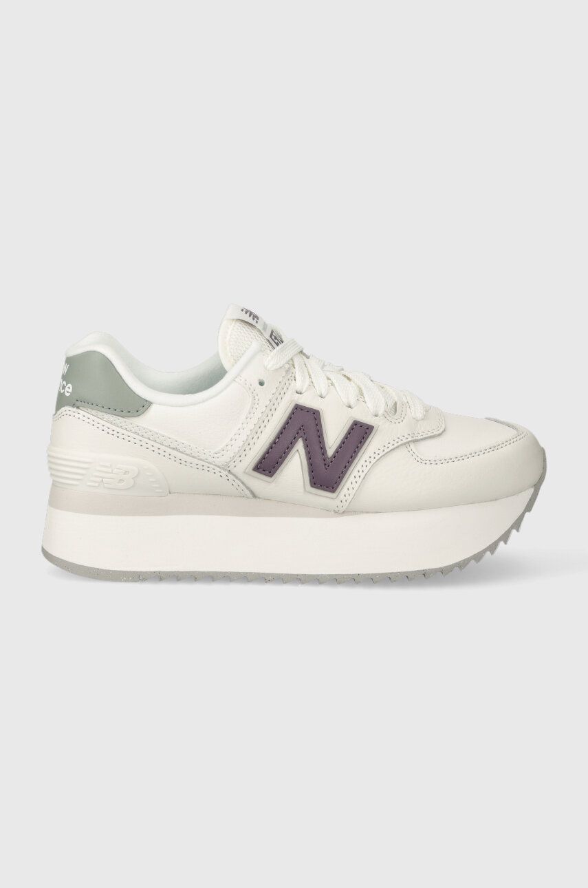 Kožené sneakers boty New Balance WL574ZFG bílá barva