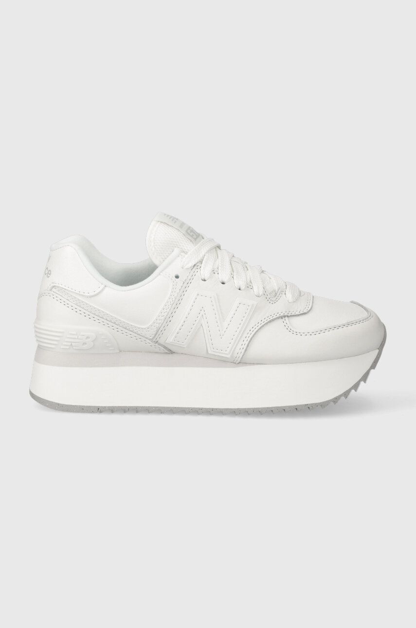 Kožené sneakers boty New Balance WL574ZFW bílá barva - bílá - Svršek: Přírodní kůže Vnitřek: Te