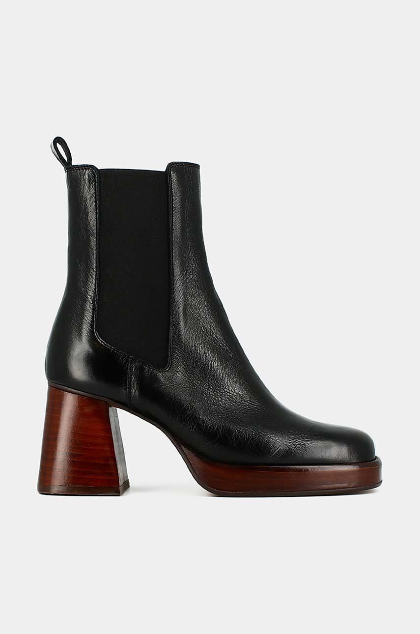 E-shop Kožené kotníkové boty Jonak BECCA CUIR dámské, černá barva, na podpatku, 3500061
