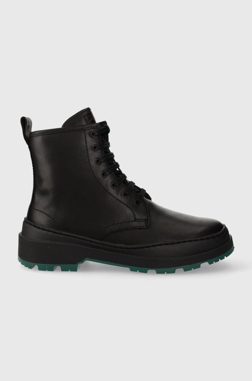 Kožené kotníkové boty Camper Brutus Trek dámské, černá barva, na plochém podpatku, K400671.004 - čer