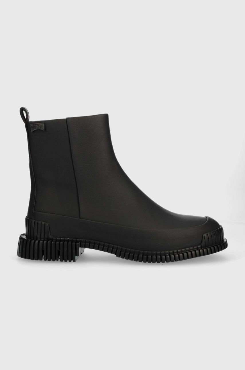 Kožené kotníkové boty Camper Pix dámské, černá barva, na plochém podpatku, K400715.001 - černá - Svr