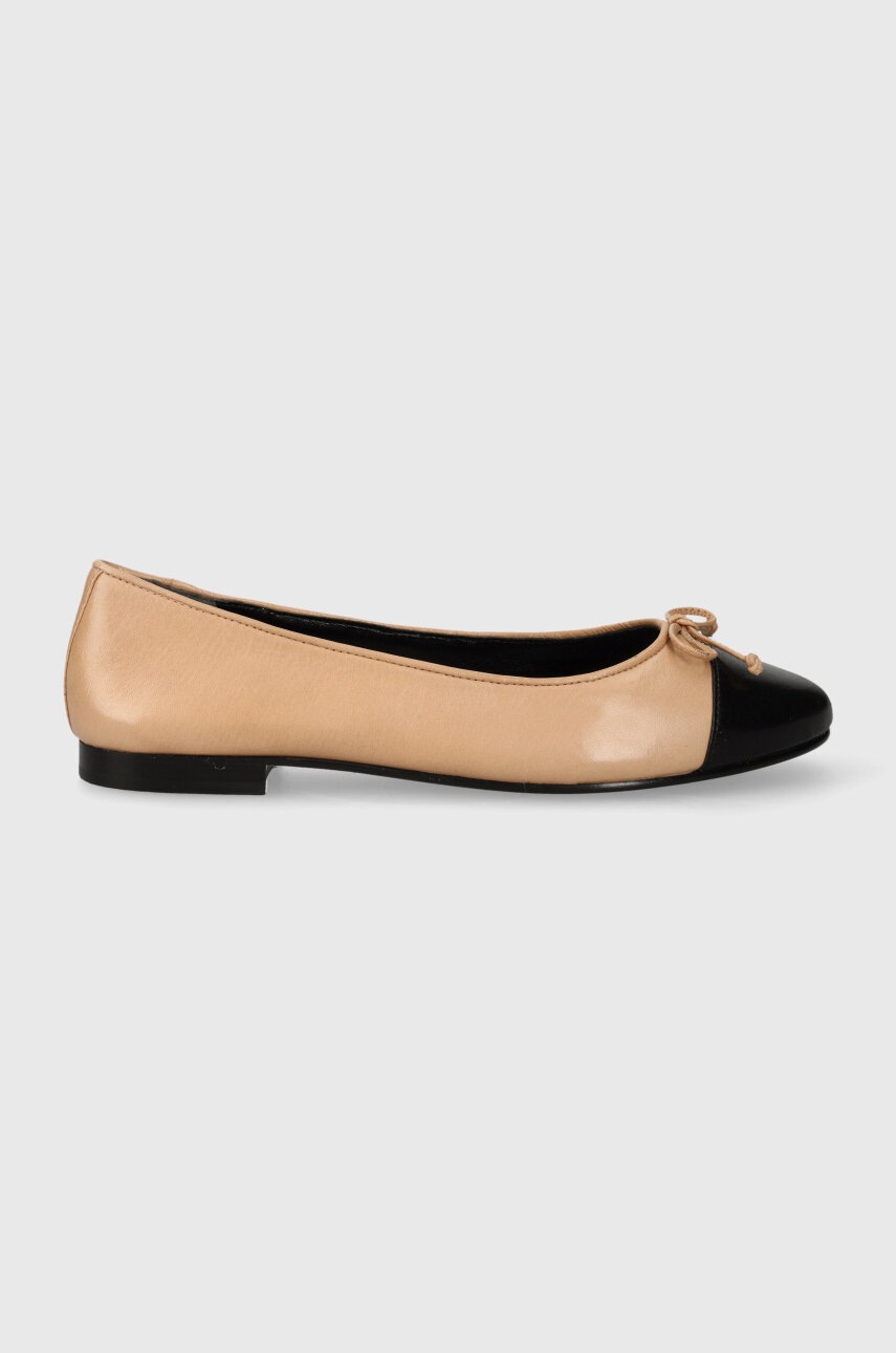 Δερμάτινες μπαλαρίνες Tory Burch CAP-TOE BALLET χρώμα: μπεζ, 154513-200 F3154513-200 φωτογραφία