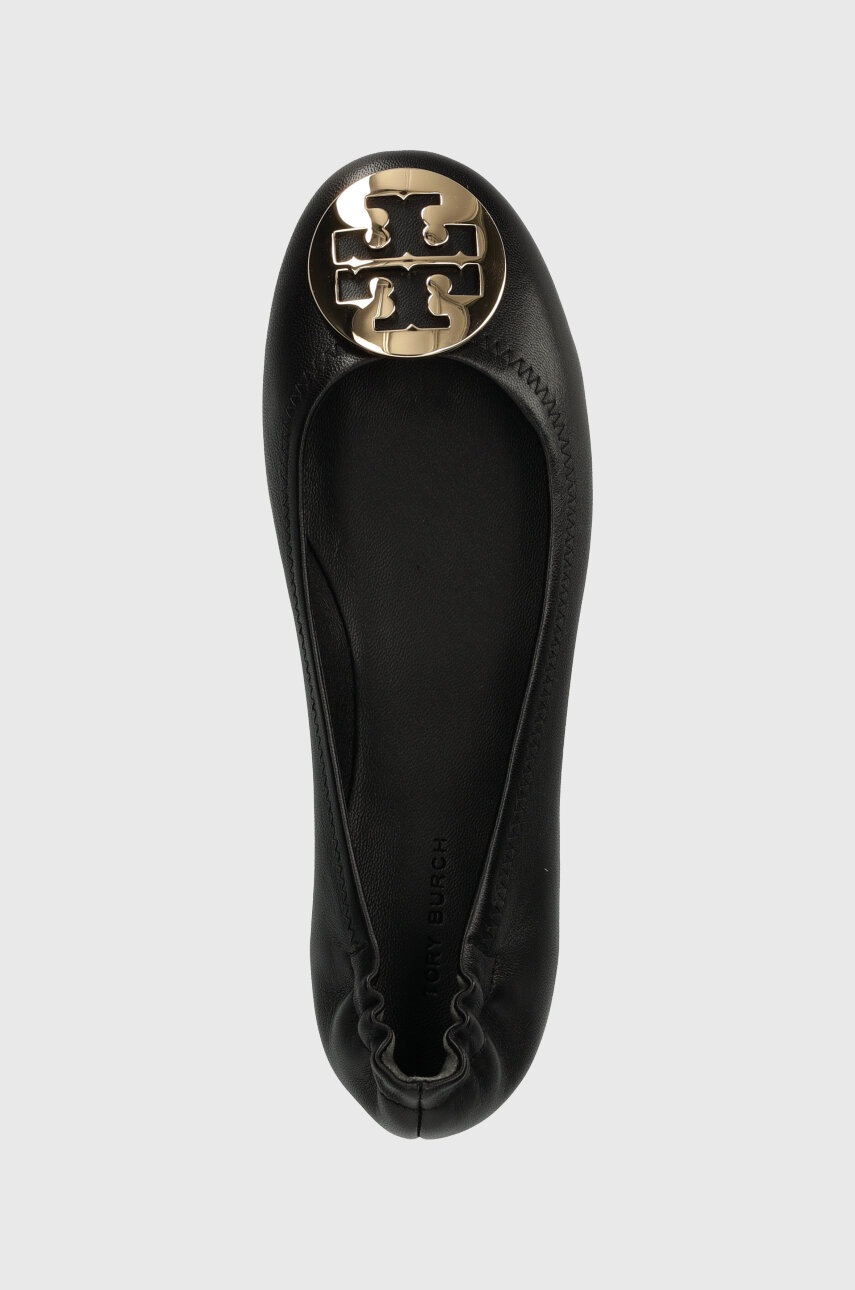 Δερμάτινες μπαλαρίνες Tory Burch MINNIE TRAVEL BALLET χρώμα: μαύρο, 50393-013 F350393-013 φωτογραφία