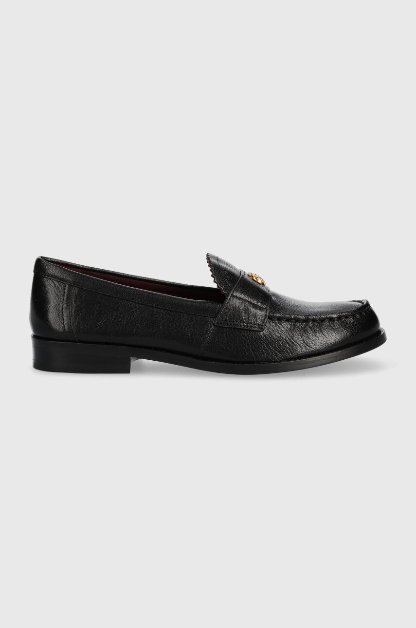 Tory Burch Mocasini De Piele Classic Loafer Femei, Culoarea Negru, Cu Toc Plat, 150907-006