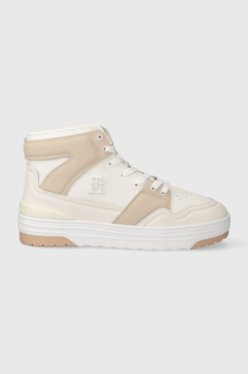

Шкіряні кросівки Tommy Hilfiger TH HI BASKET SNEAKER колір бежевий FW0FW07308