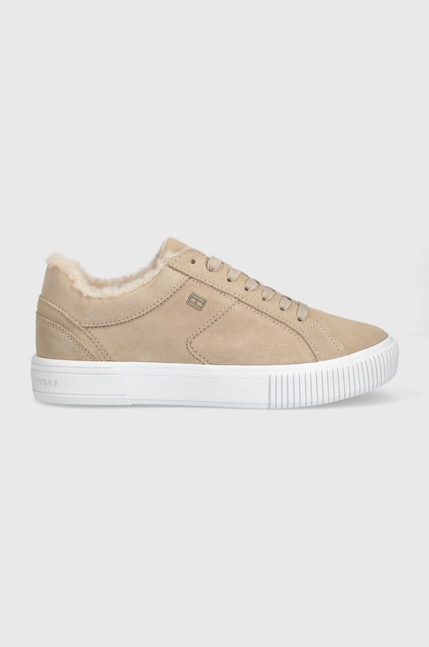 Semišové sneakers boty Tommy Hilfiger VULC SUEDE SNEAKER LO béžová barva, FW0FW07548 - béžová - Svrš