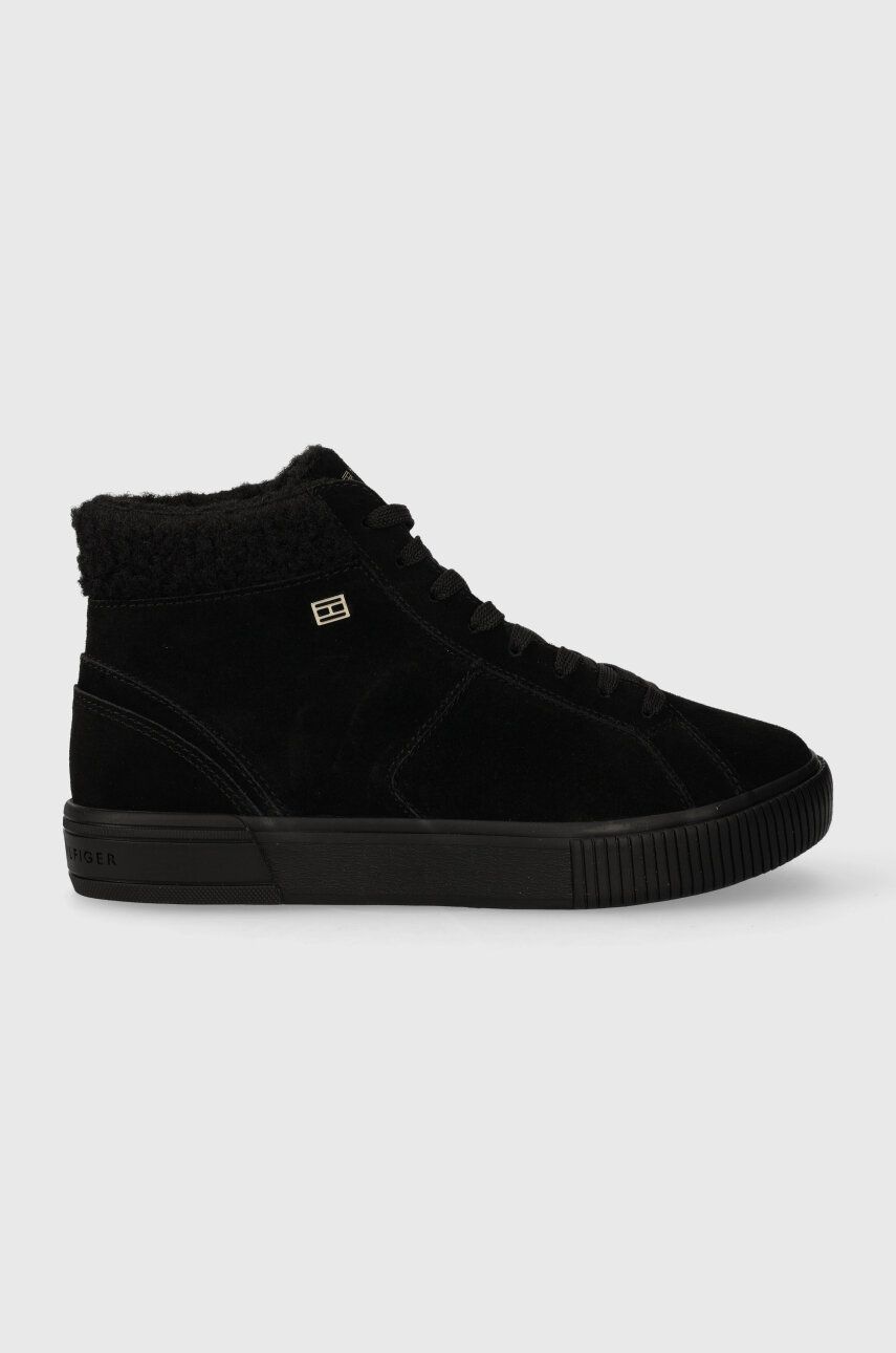 E-shop Semišové sneakers boty Tommy Hilfiger VULC SUEDE SNEAKER HI černá barva, FW0FW07549