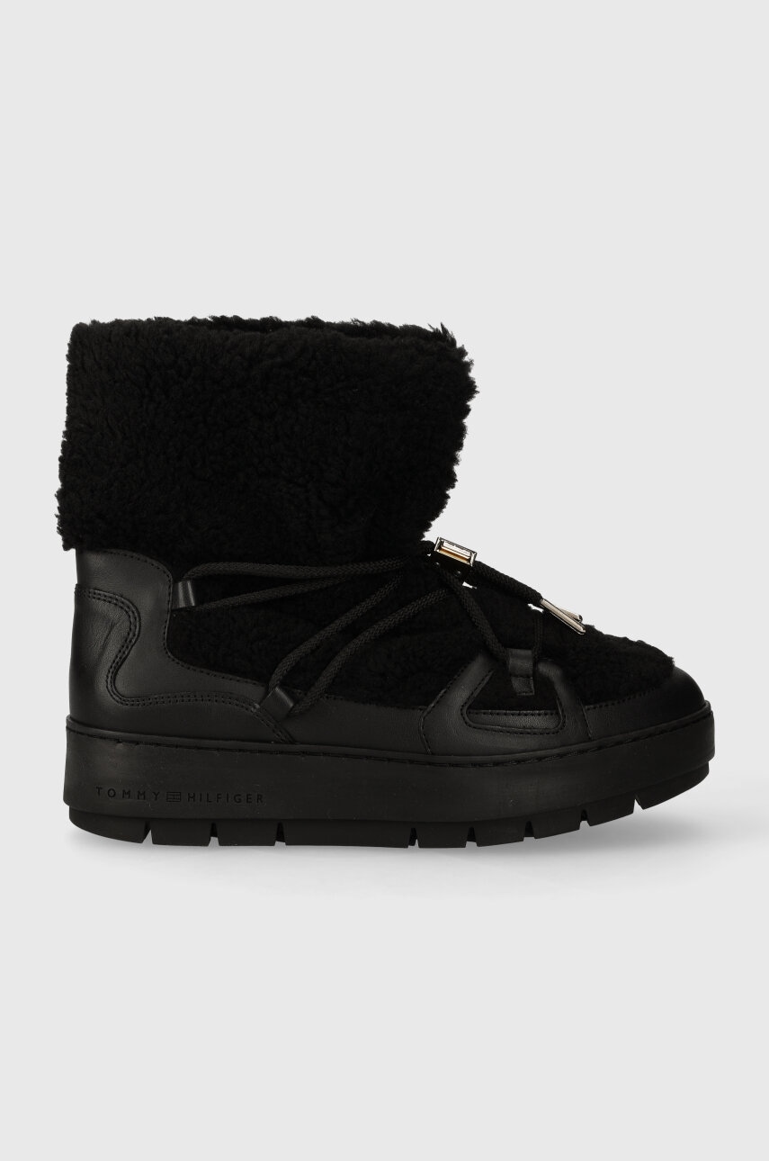 Levně Sněhule Tommy Hilfiger TOMMY TEDDY SNOWBOOT černá barva, FW0FW07505