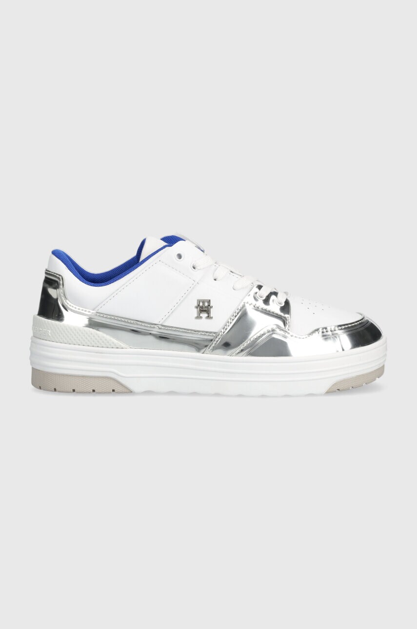 

Шкіряні кросівки Tommy Hilfiger TH LO BASKET SILVER колір білий FW0FW07570