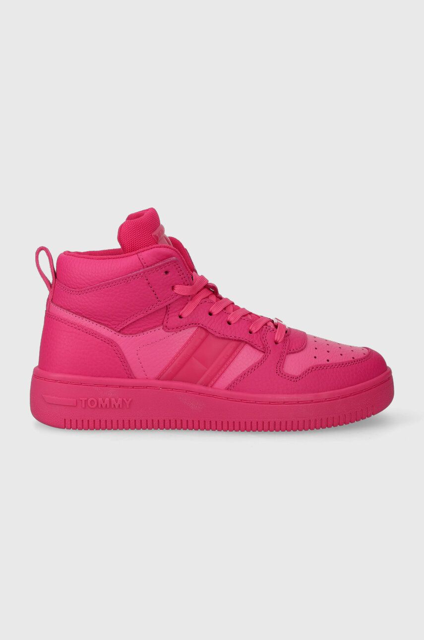 Tommy Jeans sneakers din piele TJW RETRO BASKET MC WL culoarea roz, EN0EN02398 answear.ro