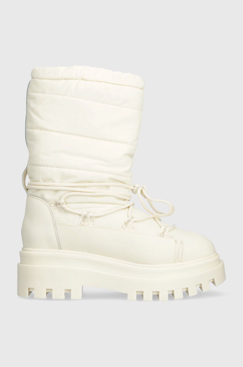 Levně Sněhule Calvin Klein Jeans FLATFORM SNOW BOOT NYLON WN béžová barva, YW0YW01146