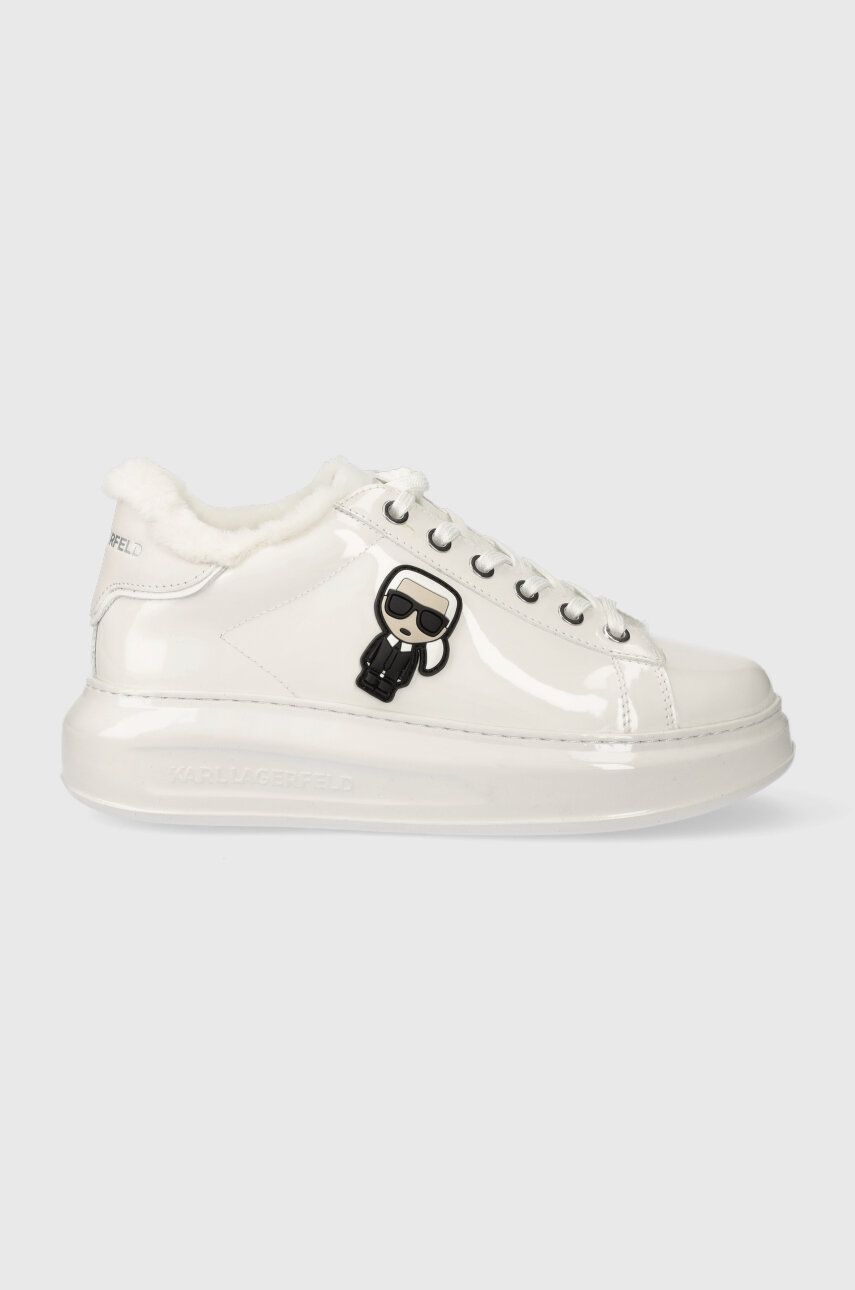 Kožené sneakers boty Karl Lagerfeld KAPRI bílá barva, KL62530S - bílá - Svršek: Lakovaná kůže V