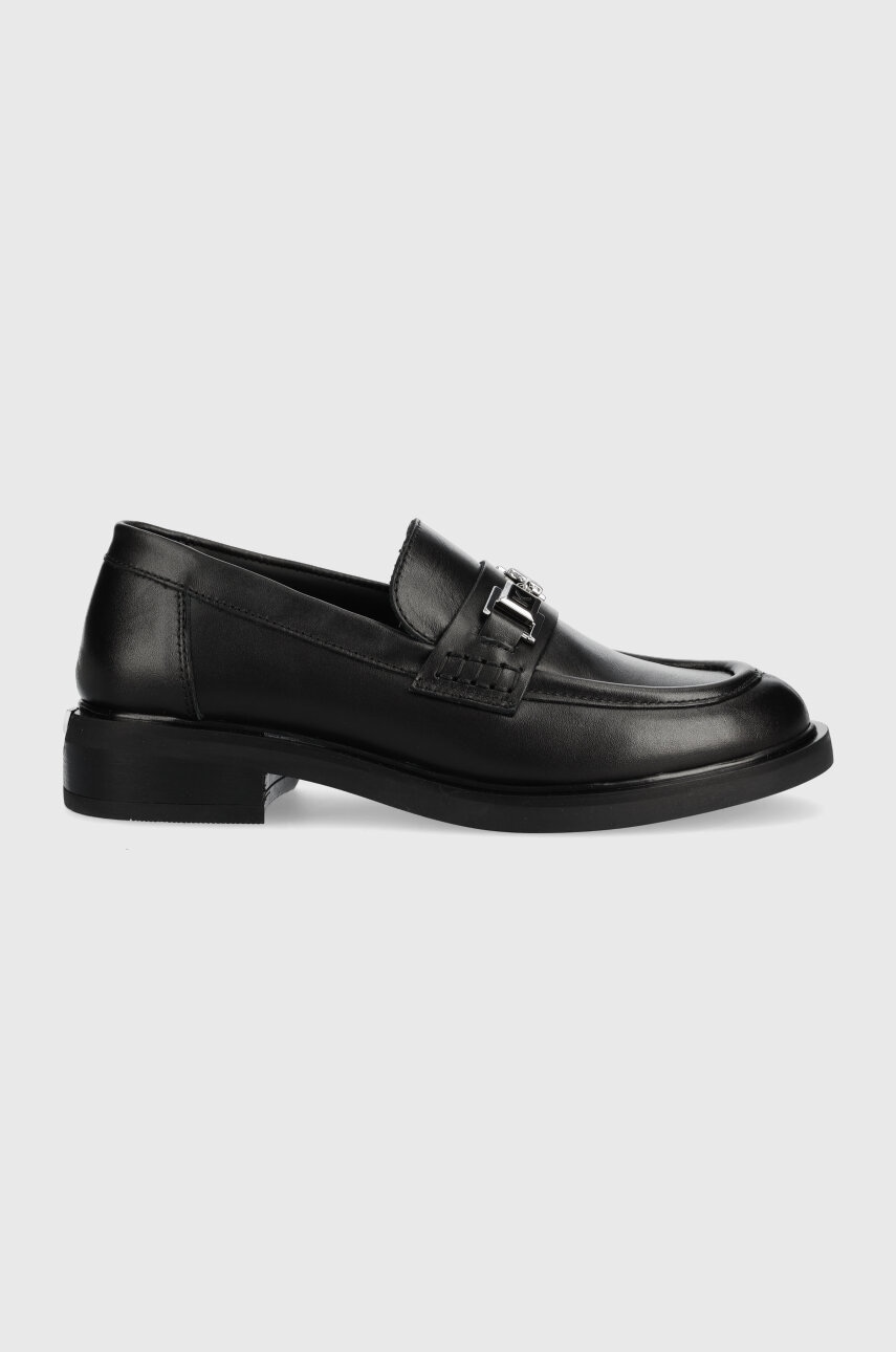 Karl Lagerfeld Mocasini De Piele Payton Femei, Culoarea Negru, Cu Toc Plat, Kl41420