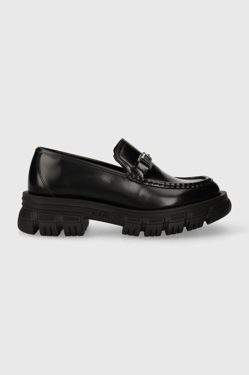 Karl Lagerfeld Mocasini De Piele Precinct Femei, Culoarea Negru, Cu Platforma, Kl43823f