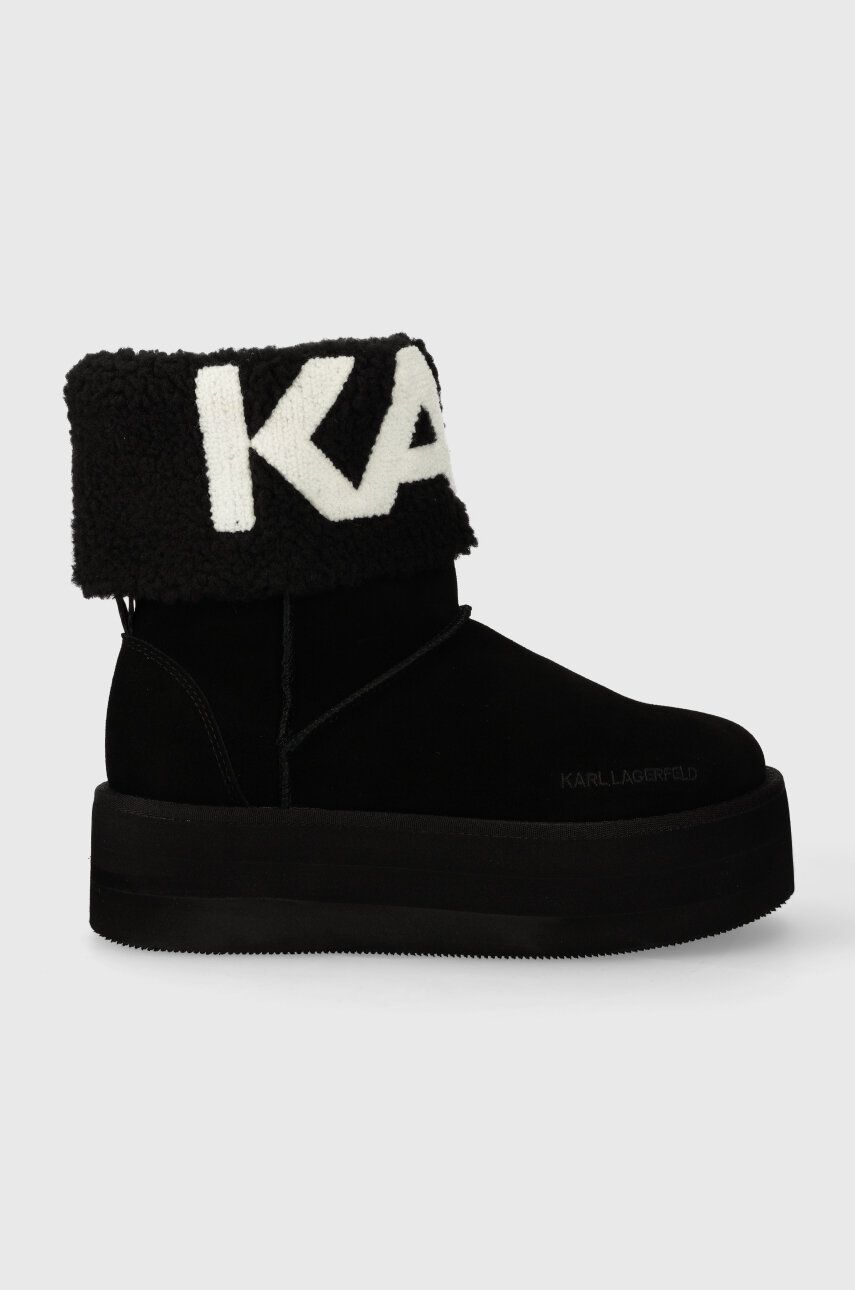 Karl Lagerfeld cizme de zapada din piele intoarsa THERMO culoarea negru, KL48552