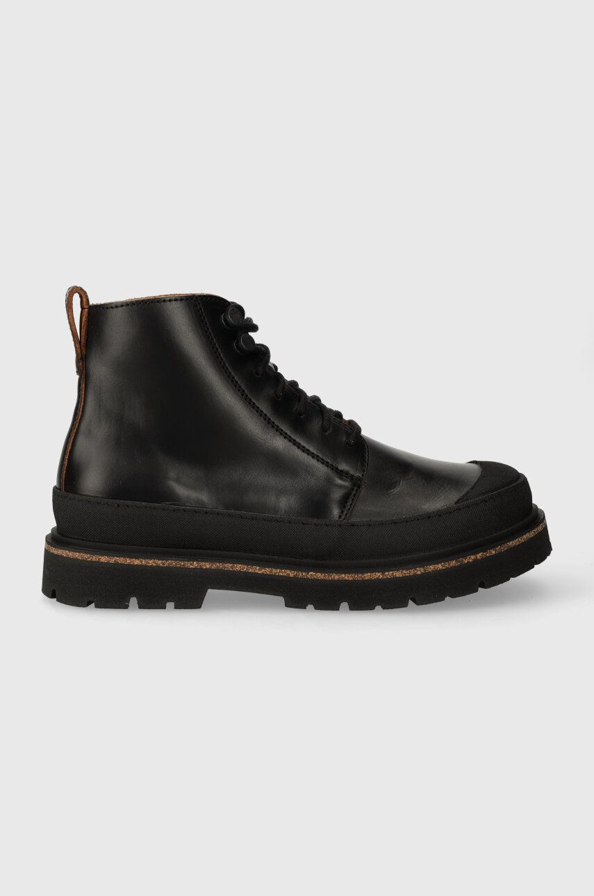 Kožené kotníkové boty Birkenstock dámské, černá barva, na plochém podpatku - černá - Svršek: Přírodn