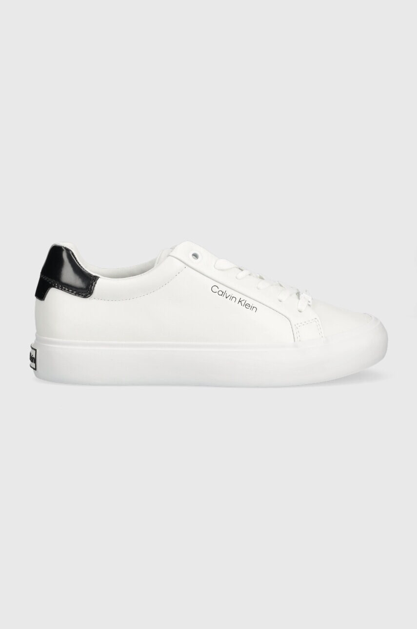 Levně Kožené sneakers boty Calvin Klein VULC LACE UP bílá barva, HW0HW01681