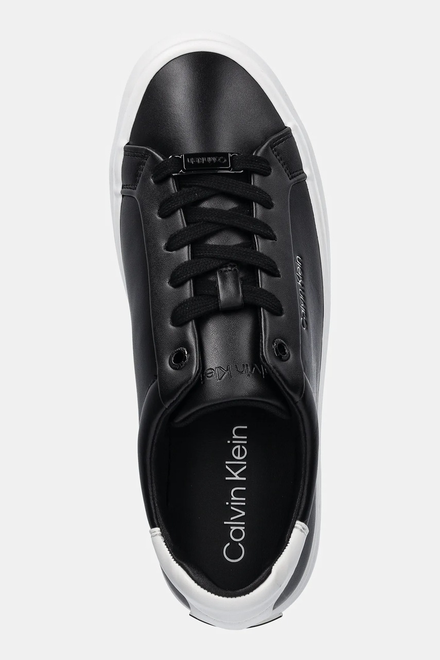 Δερμάτινα αθλητικά παπούτσια Calvin Klein VULC LACE UP χρώμα: μαύρο, HW0HW01681 φωτογραφία