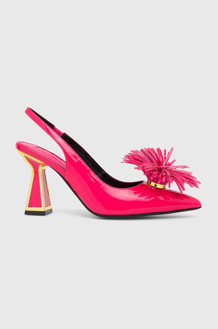 E-shop Kožené lodičky Kat Maconie Shani růžová barva, na podpatku, s odkrytou patou