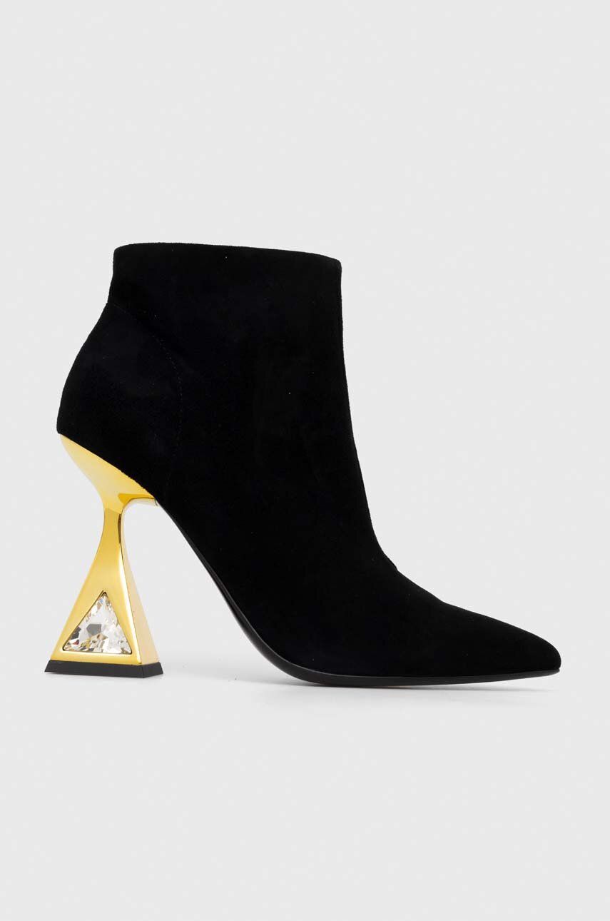 Semišové boty Kat Maconie Sofi dámské, černá barva, na podpatku - černá - Svršek: Semišová kůže