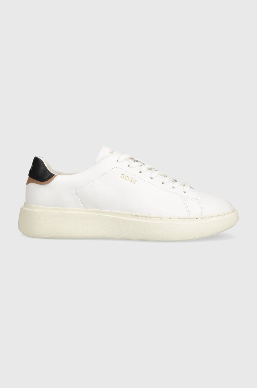 Levně Kožené sneakers boty BOSS Amber bílá barva, 50511113
