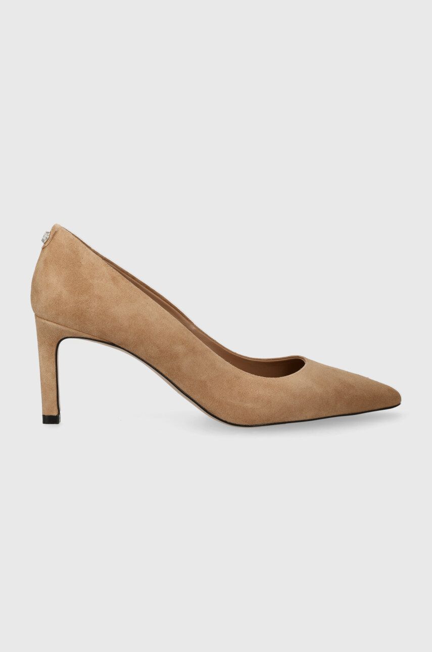 Boss Tocuri Din Piele Intoarsa Janet Pump 70-s Culoarea Bej, 50498810