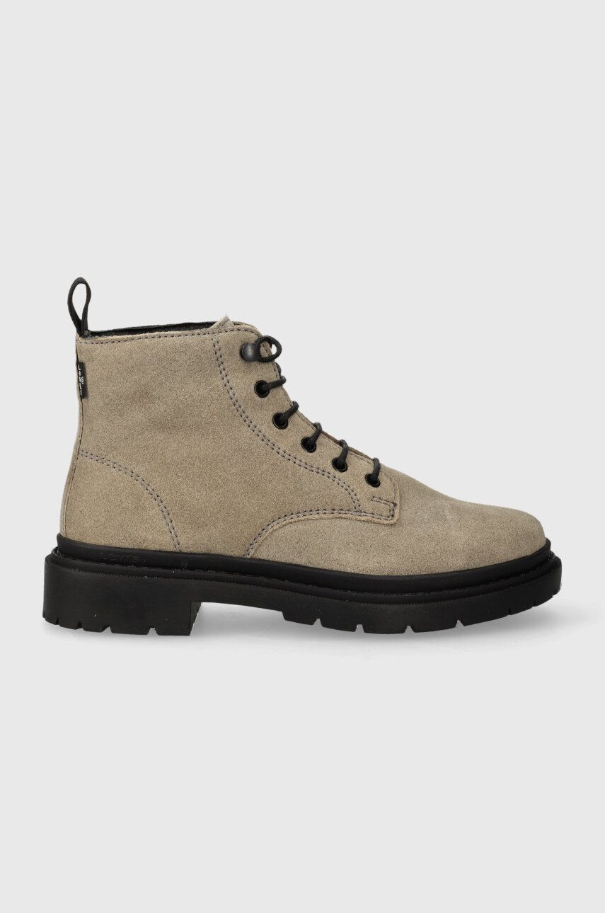 Semišové boty Levi′s TROOPER CHUKKA dámské, šedá barva, na plochém podpatku, 234715.57 - šedá - Svrš