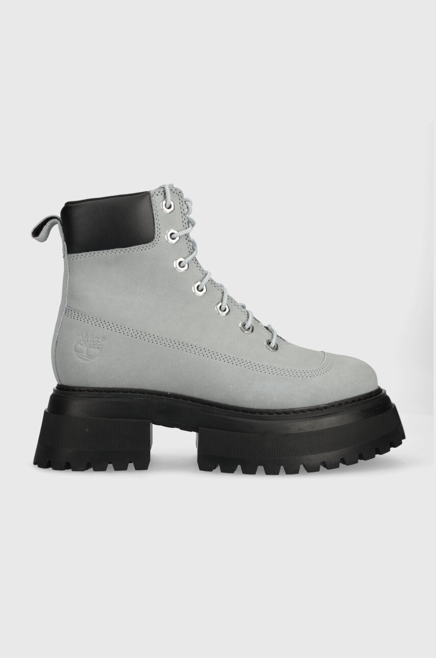 Timberland bocanci Timberland Sky 6In LaceUp femei, culoarea gri, cu platforma, izolare usoara, TB0A42AWEA31