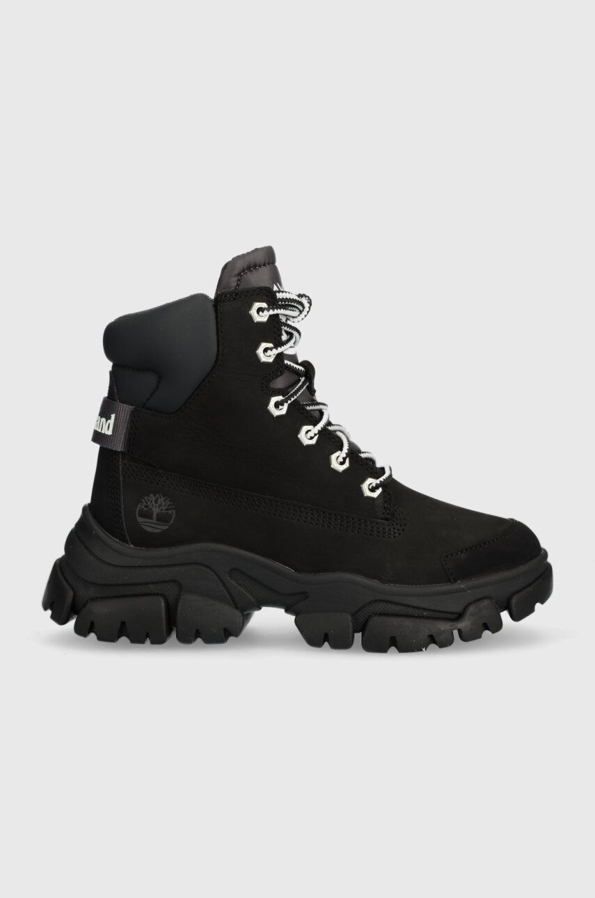 Timberland bocanci Adley Way Sneaker Boot femei, culoarea negru, cu toc plat, izolare usoara, TB0A5XBG0151
