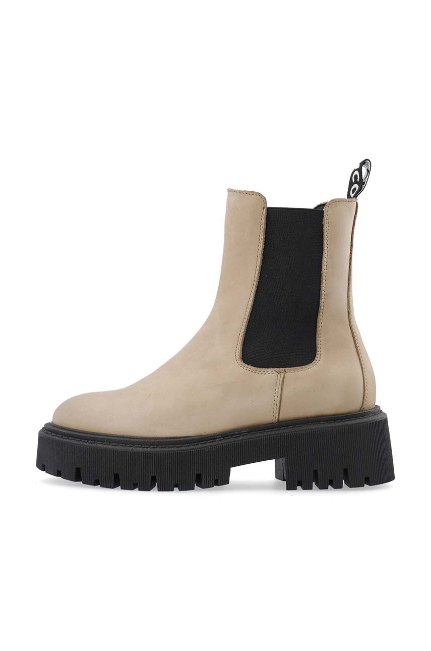E-shop Kožené kotníkové boty Bianco BIAGARBI dámské, béžová barva, na plochém podpatku, 11300022