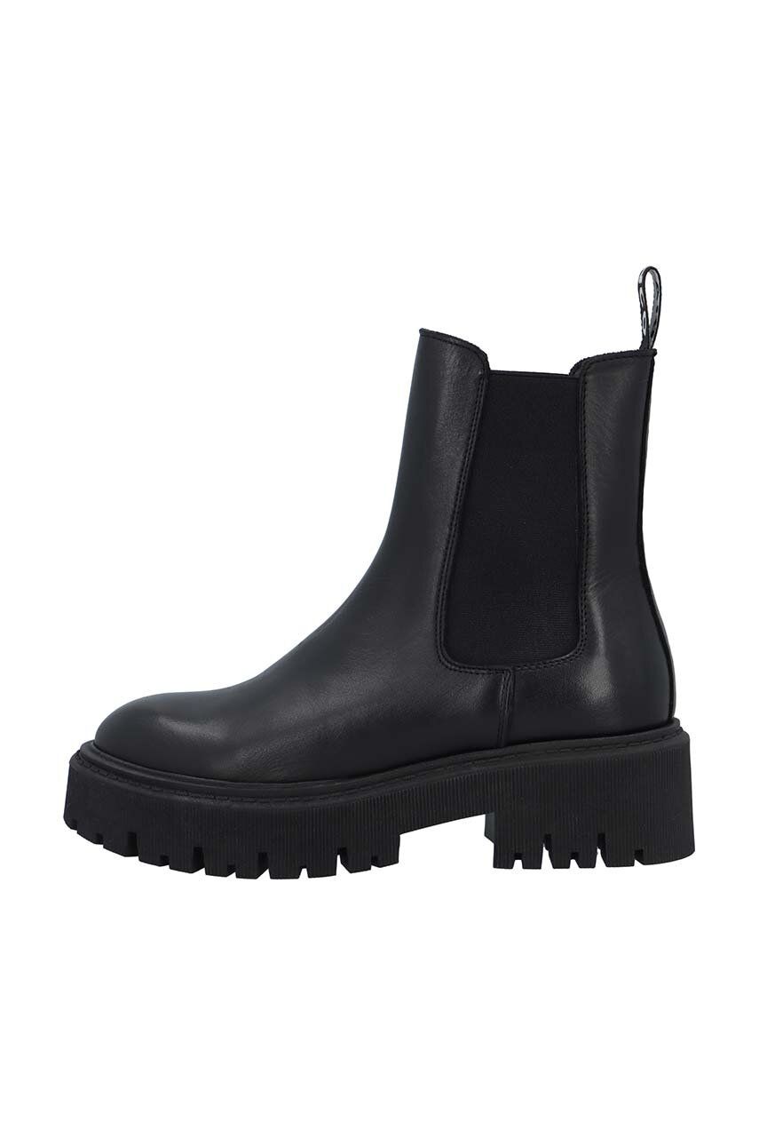 Kožené kotníkové boty Bianco BIAGARBI dámské, černá barva, na plochém podpatku, 11300022