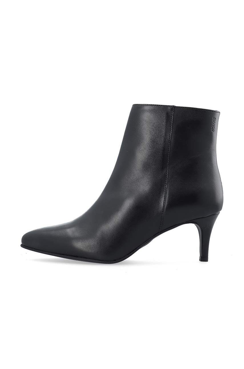 Levně Kožené kotníkové boty Bianco BIACILLE dámské, černá barva, na podpatku, 11300741