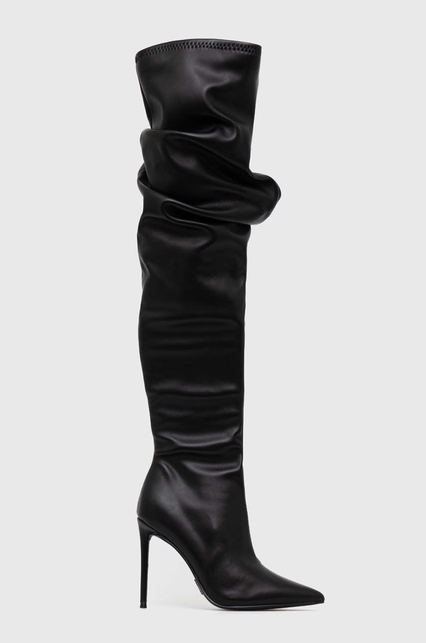 Kozačky Steve Madden Vanguard dámské, černá barva, na podpatku, SM11002589 - černá - Svršek: Umělá h