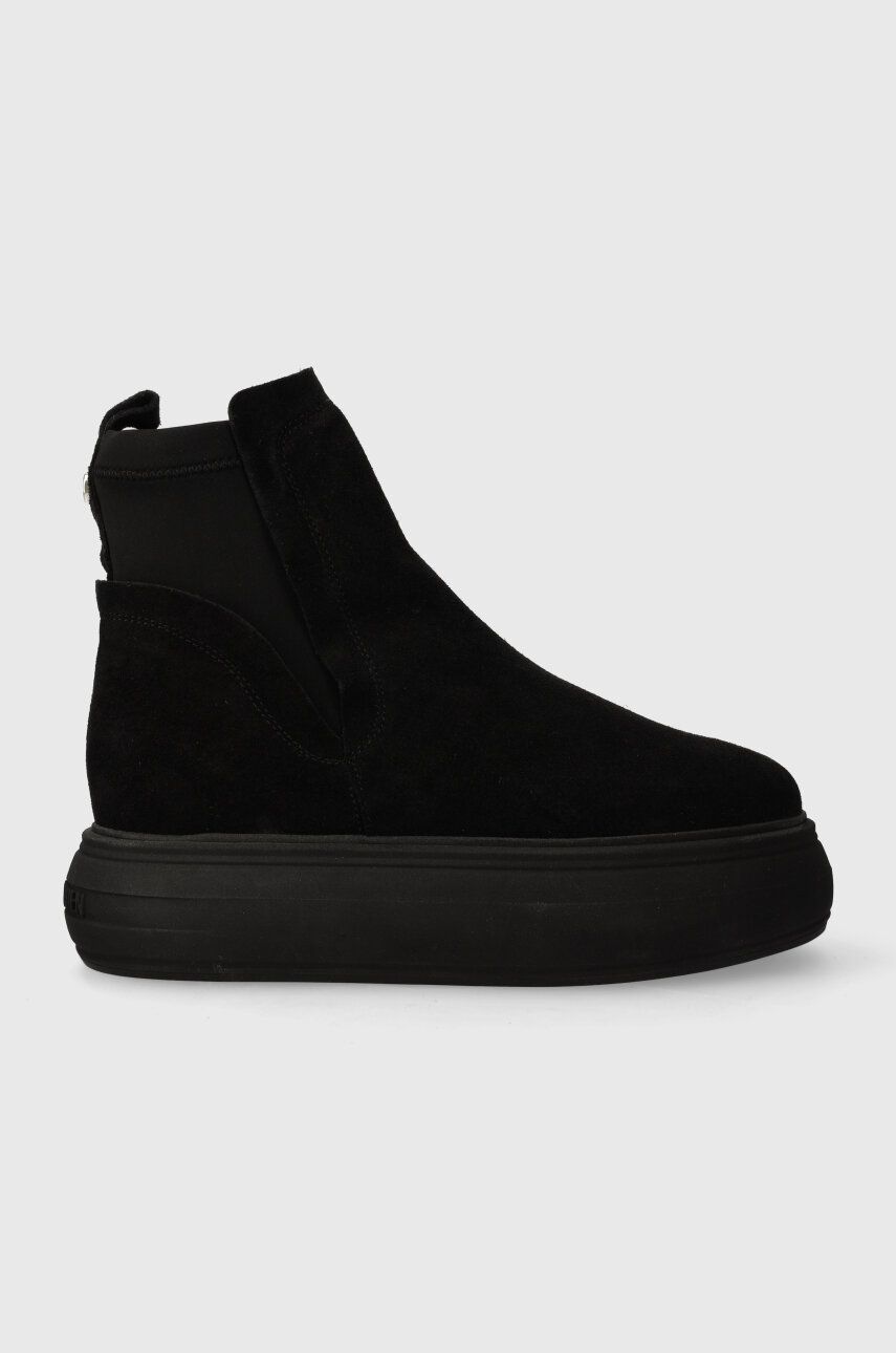 Levně Semišové boty Steve Madden Hagar dámské, černá barva, na platformě, SM19000061