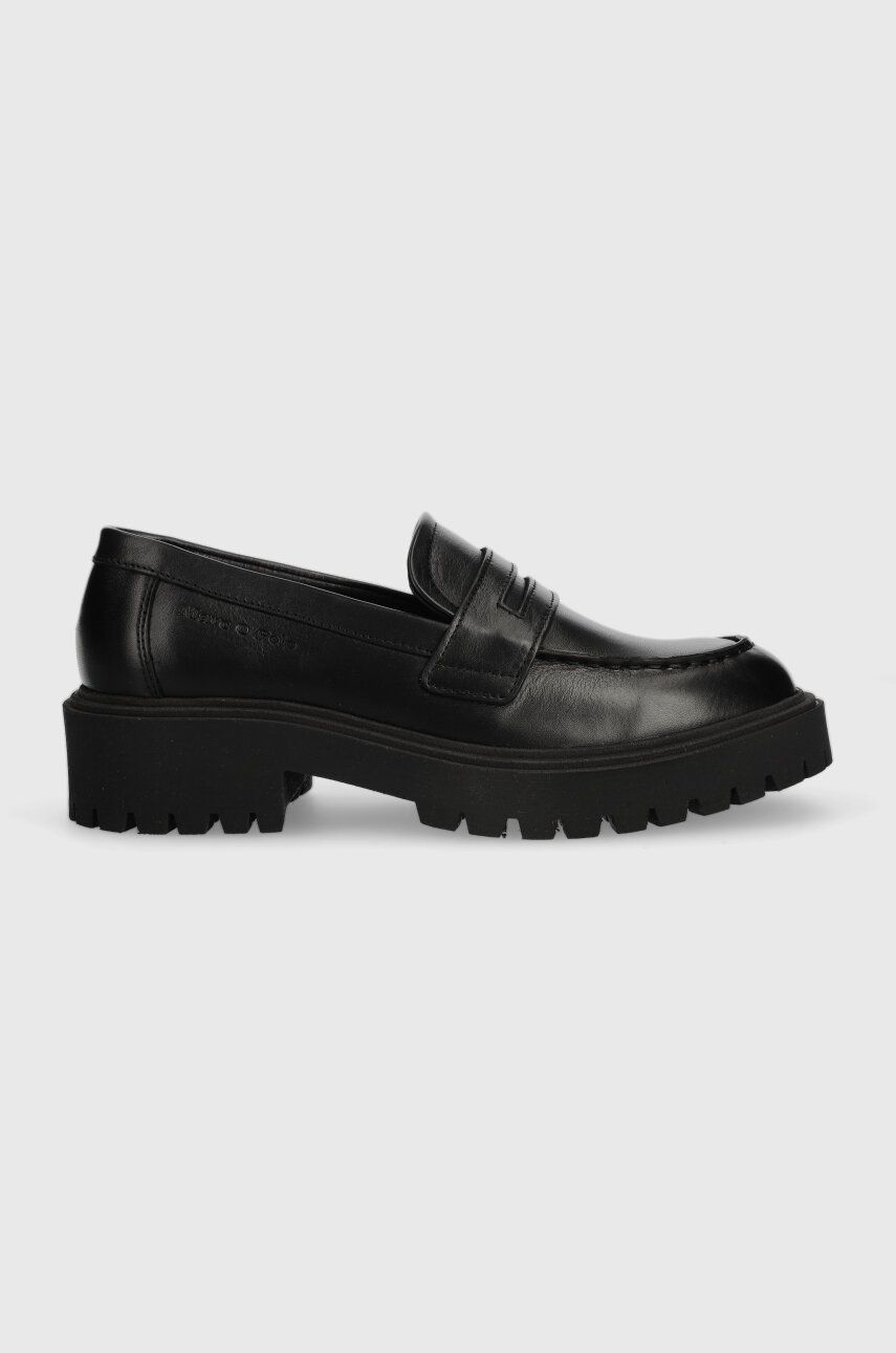 Marc O'Polo mocasini de piele femei, culoarea negru, cu toc plat, 30718093201100 MM2M3037