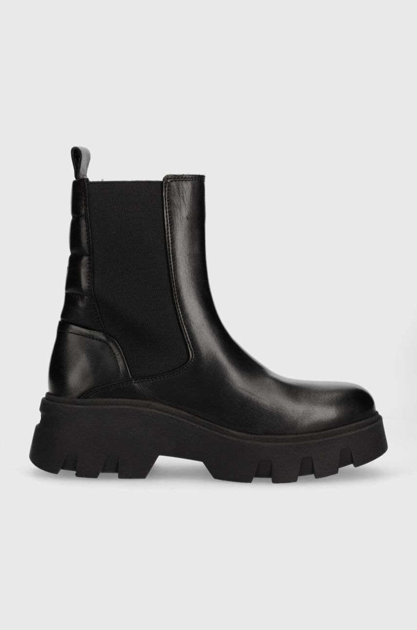 Kožené kotníkové boty Marc O′Polo dámské, černá barva, na platformě, 30918075001100 MM2M3020 - černá
