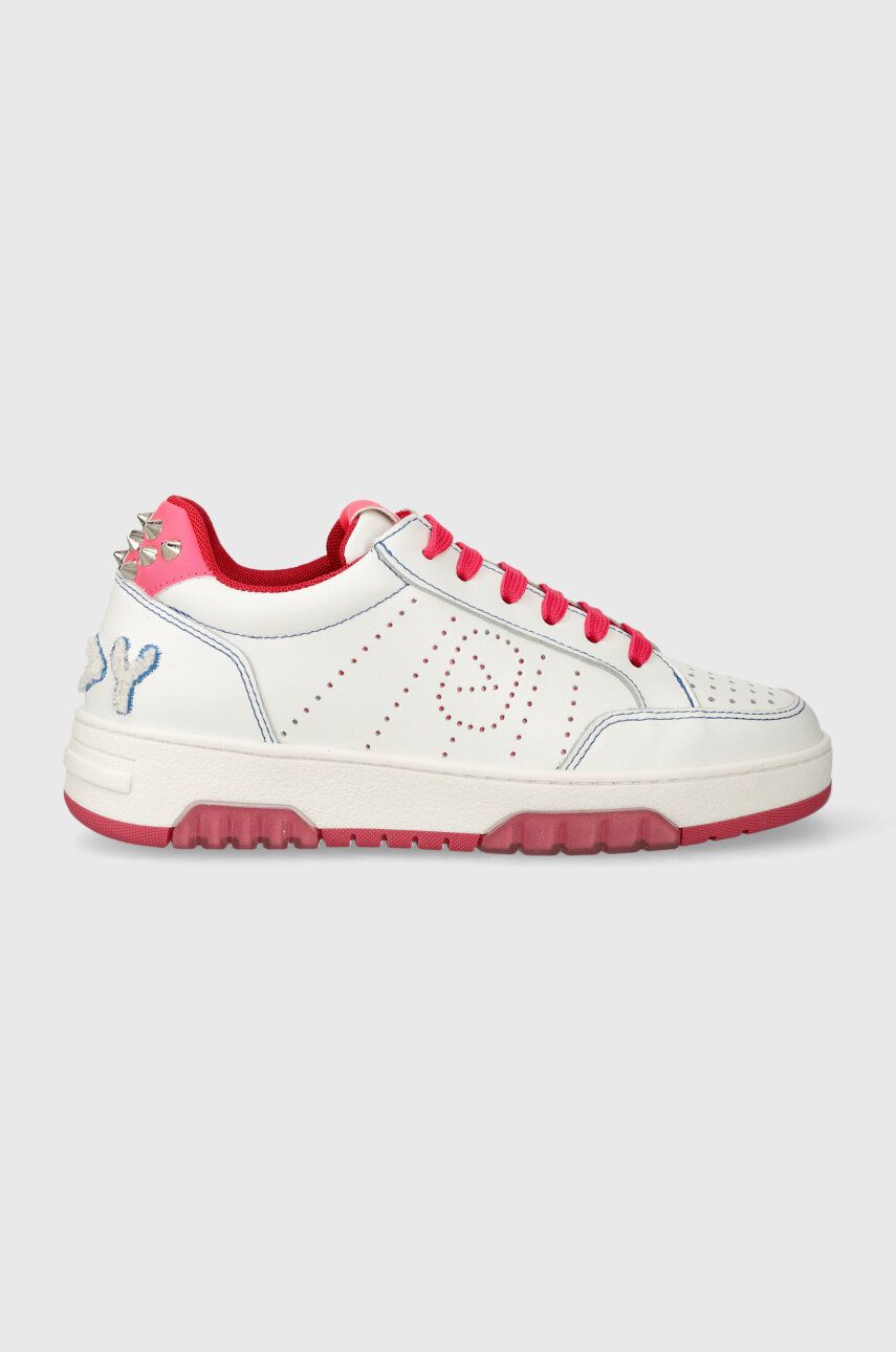 Kožené sneakers boty Off Play COMO bílá barva, COMO 1 WHITE FUXIA STUDS