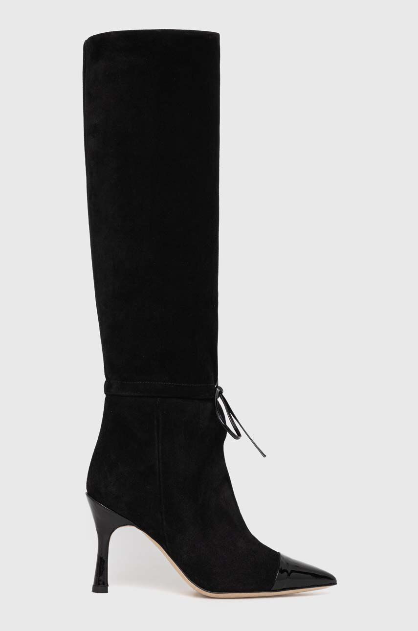 Levně Semišové boty Custommade Alaja dámské, černá barva, na podpatku, 999621072