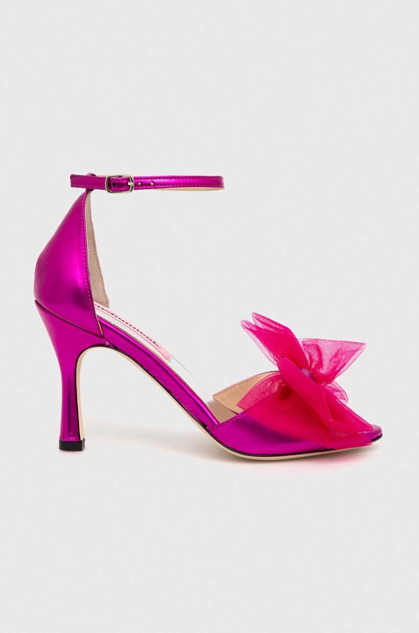 Custommade sandale de piele Ashley Metallic Bow culoarea roz, 999624046