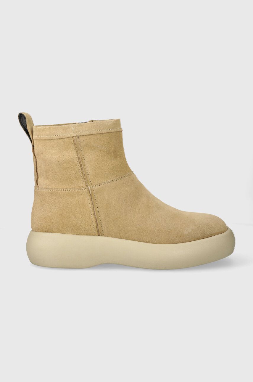 Semišové boty Vagabond Shoemakers JANICK dámské, béžová barva, na plochém podpatku, zateplené, 5695.