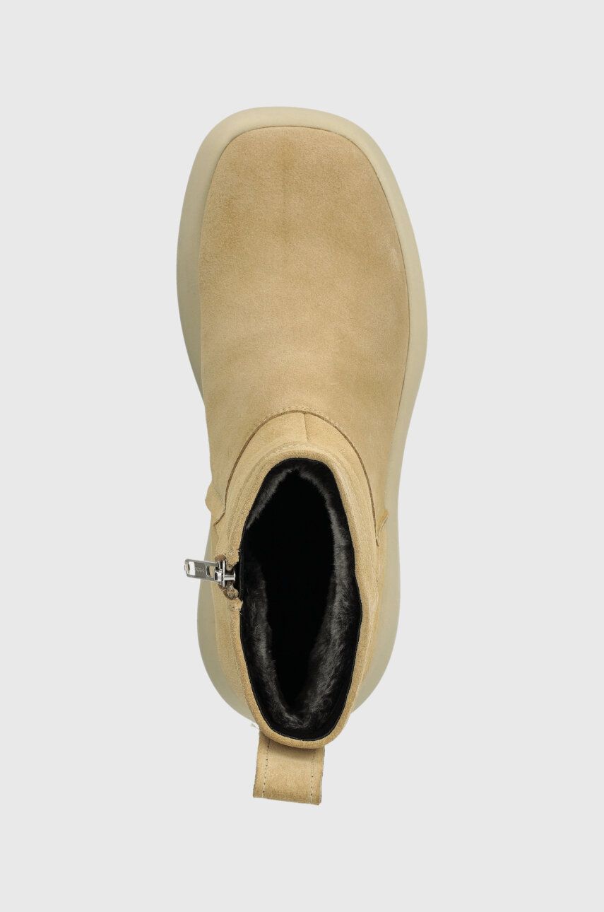 Vagabond Shoemakers botki zamszowe JANICK damskie kolor beżowy na płaskim obcasie ocieplone 5695.040.13