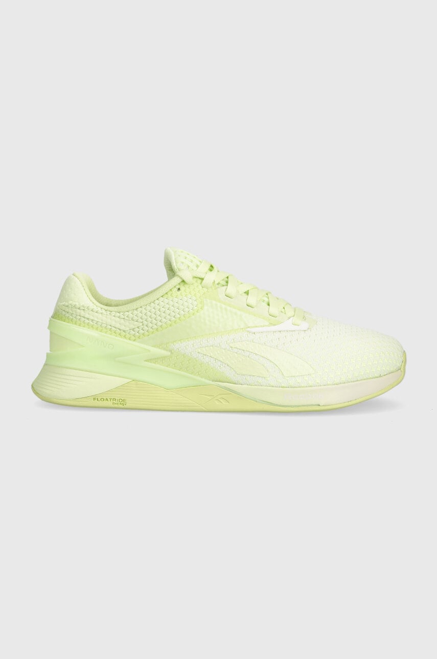 Levně Tréninkové boty Reebok Nano X3 zelená barva