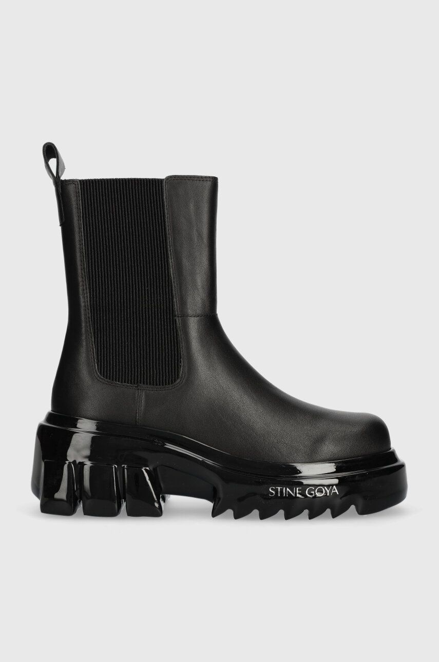 Kožené kotníkové boty Stine Goya Zurick, 1961 Chelsea Hybrid Space Wedge Boot dámské, černá barva, n