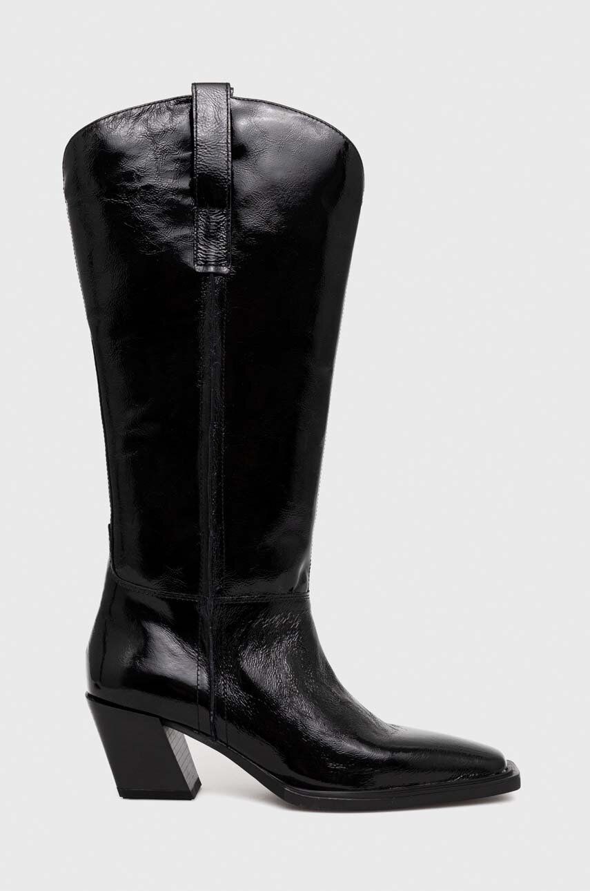 Kožené kozačky Vagabond Shoemakers ALINA dámské, černá barva, na podpatku, 5321.060.20 - černá - Svr
