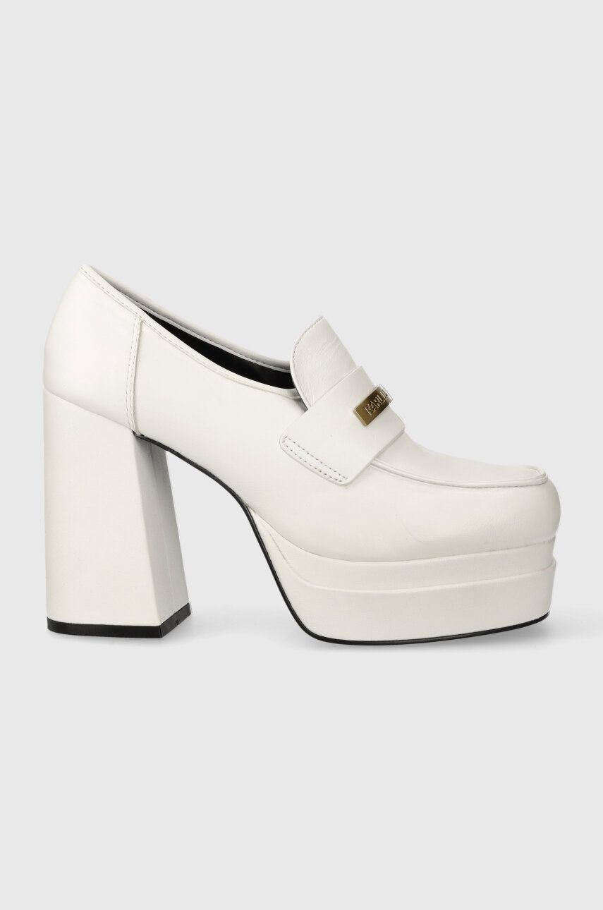 E-shop Kožené lodičky Karl Lagerfeld Strada bílá barva, na podpatku, KL30133
