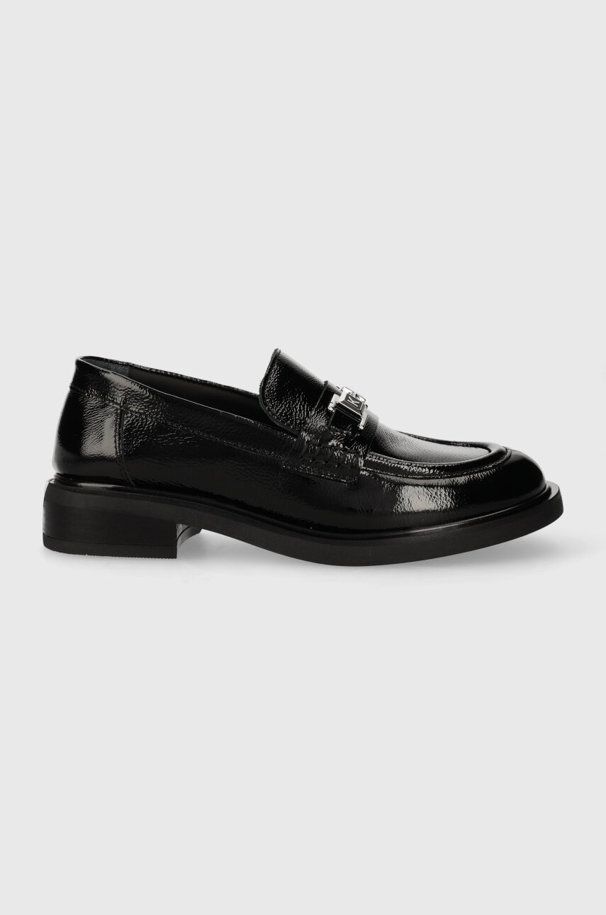 Karl Lagerfeld Mocasini De Piele Payton Femei, Culoarea Negru, Cu Toc Plat, Kl41420a